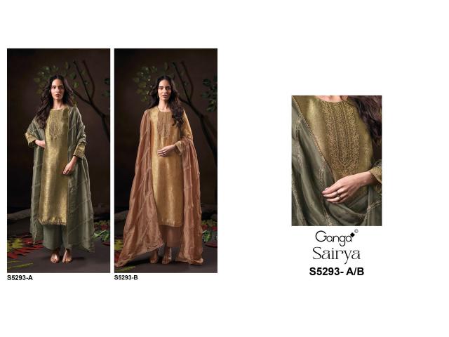 Ganga sairya 5293 chanderi dress material wholesale delhi
